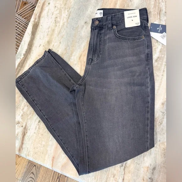 NWT Boys ABERCROMBIE & FITCH Dark grey wash lightweight loose jeans- Size 13/14 - Picture 3 of 5